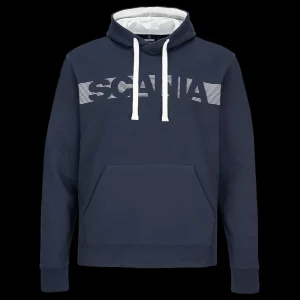 Scania Men's Navy Striped Relaxed Hoodie Fashion